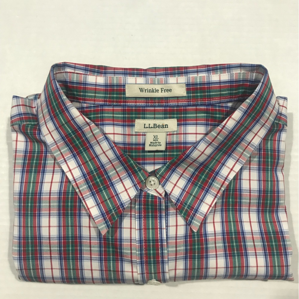 L.L. Bean women’s Plaid Shirt - Purple, Blue, and White wrinkle free, 3/4 sleeve - Picture 8 of 8